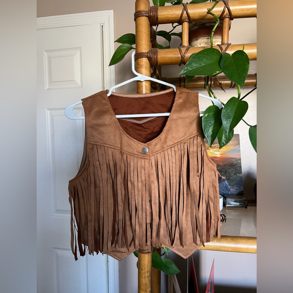 Amazon sleeveless vest with fringe